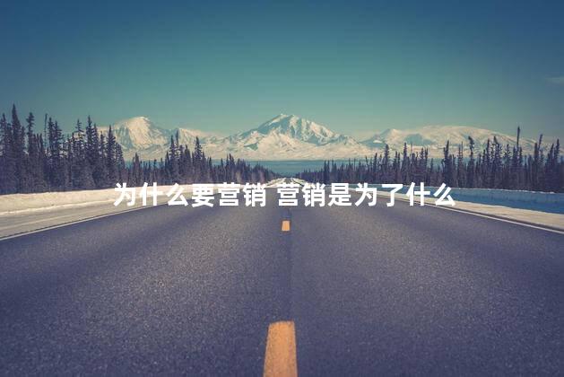 为什么要营销 营销是为了什么